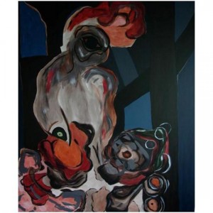 "El gallo"acrílico sobre tela, 140 x 120 cm.