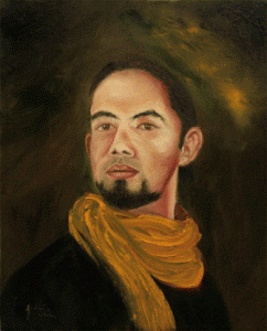 "Autoretrato", Andrés Uribe, pintor mexicano. Técnica: Óleo sobre tela Medidas: 45 x 55 cm.