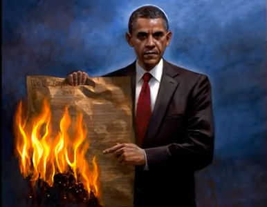 Una nación bajo el socialismo: Barack Obama quema la constitución de Estados Unidos